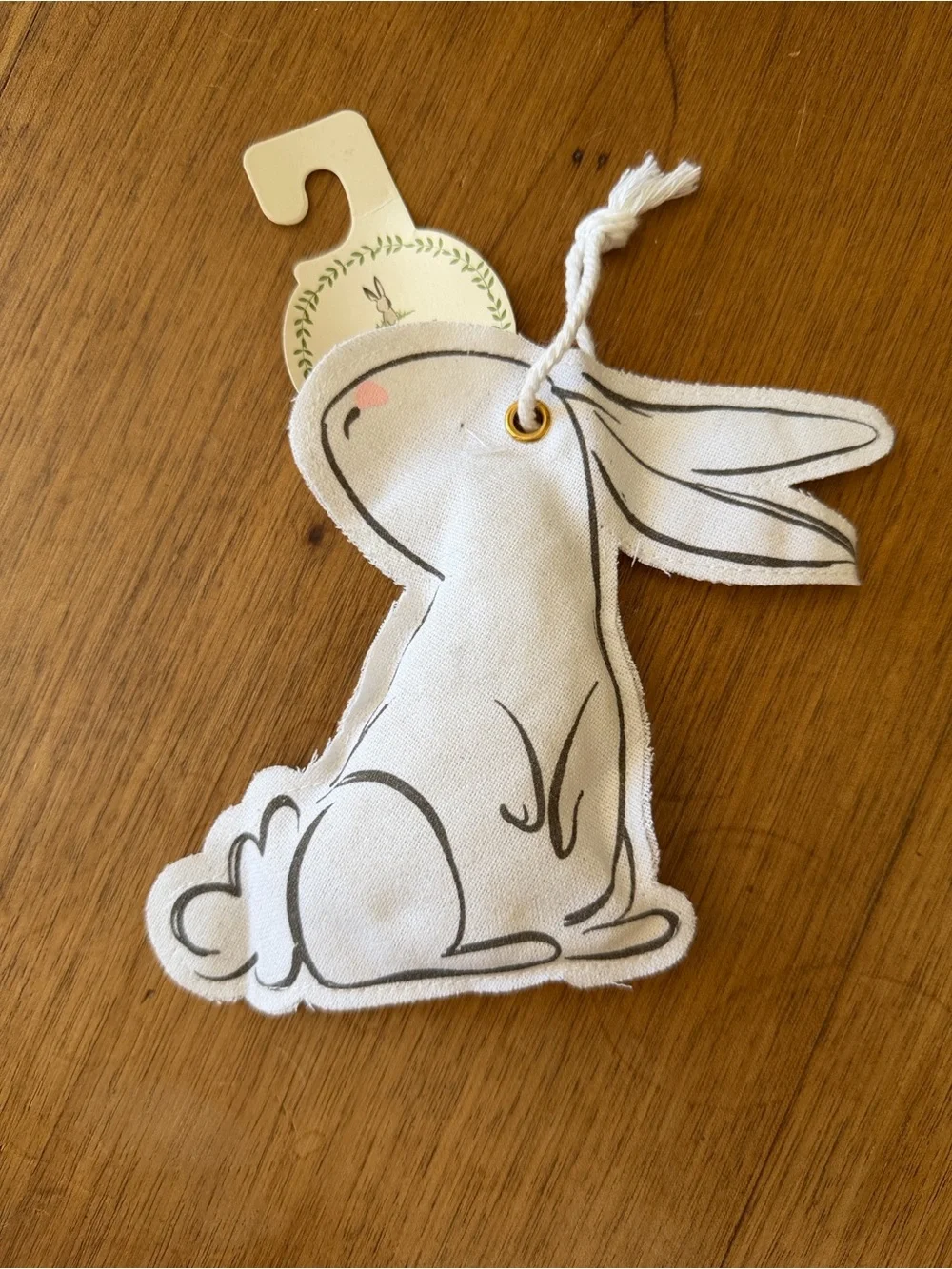 White Fabric Bunny Sachet - Neutral Decorative Accent canvas hanger